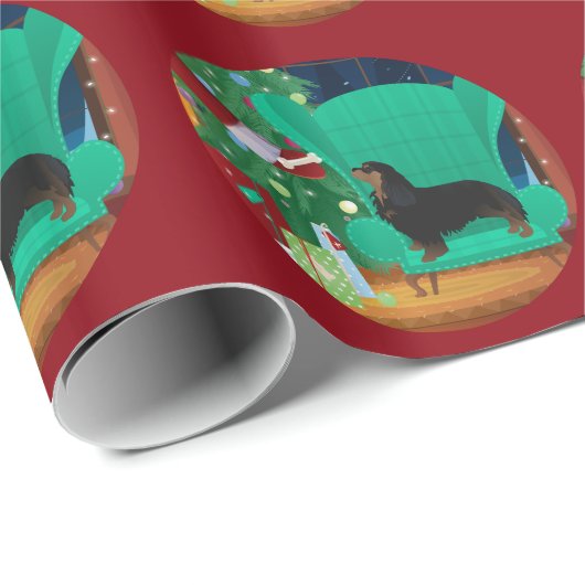 カヴァリエキングチャールズスパニエル犬サンタズギフト ラッピングペーパー (ロールコーナー)