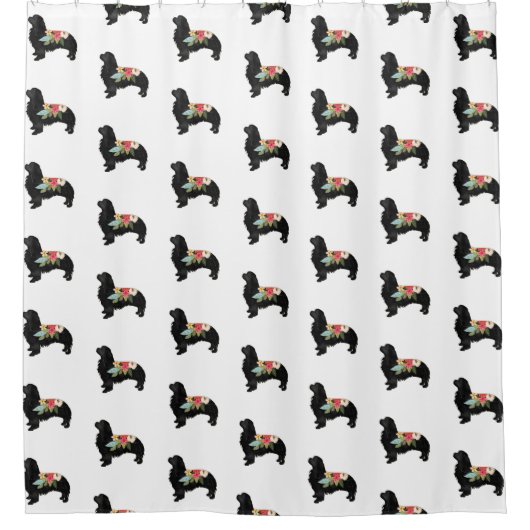 カヴァリエキングチャールズスパニエル犬ボヘミアンフローラ シャワーカーテン (正面)