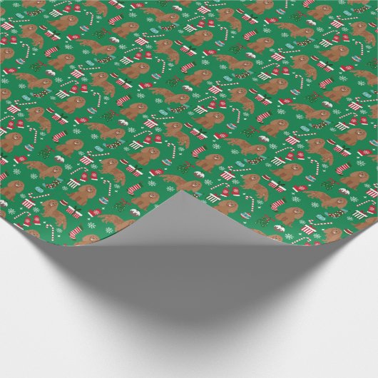 カヴァリエキングチャールズスパニエル犬ルビークリスマス ラッピングペーパー (角)