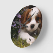 カヴァリエキングチャールズスパニエル犬ワンピー ラウンド壁時計 (傾斜)