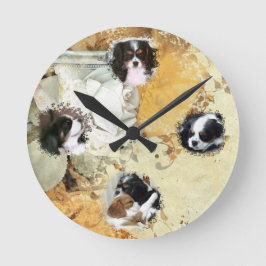 カヴァリエキングチャールズスパニエル犬 ラウンド壁時計
