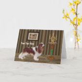 カヴァリエキングチャールズドッグアートフォトカード カード (黄色い花)