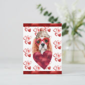 カヴァリエスパニエル犬ハートドッグラバーバレンタインギフト シーズンポストカード (スタンド正面)