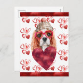 カヴァリエスパニエル犬ハートドッグラバーバレンタインギフト シーズンポストカード (正面/裏面)