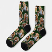 カヴァリエスパニエル犬フォトコラージュ、クルーソックス ソックス (左)