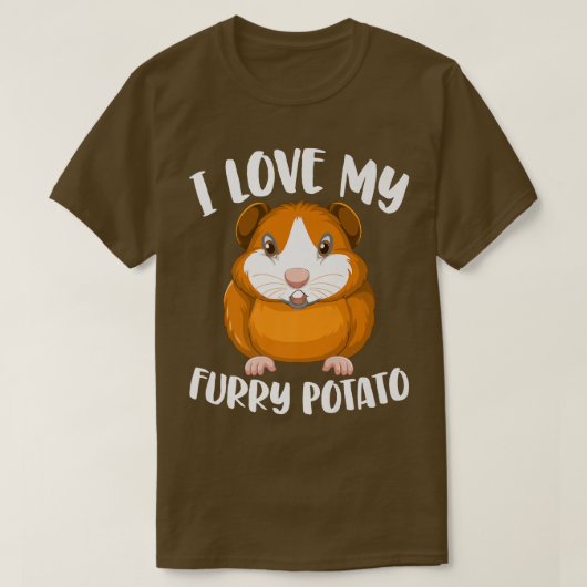 カヴィー愛好家ギニア豚のオーナー私は私の毛皮のポタが大好き Tシャツ (デザイン正面)