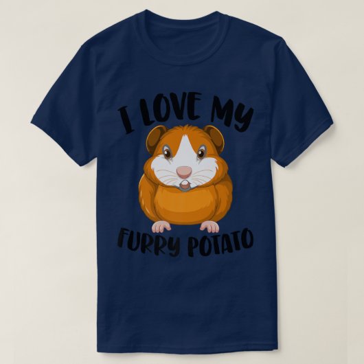 カヴィー愛好家ギニア豚のオーナー私は私の毛皮のポタが大好き Tシャツ (デザイン正面)