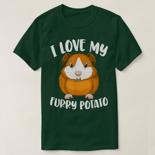 カヴィー愛好家ギニア豚のオーナー私は私の毛皮のポタが大好き Tシャツ (デザイン正面)