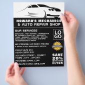 カーお洒落ロゴ自動整備士&修理広告ズ チラシ (手)