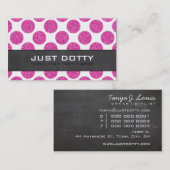 カーはっきりしたド水玉模様チョークボード熱ピンクグリッター 名刺 (正面/裏面)