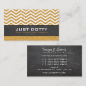 カーはっきりしたドchevron chalkboardリッチ金ゴールドグリッター 名刺 (正面/裏面)