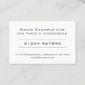 カーはっきりしたボ澄んーツ&アクセサリデザイン 名刺 (裏面)