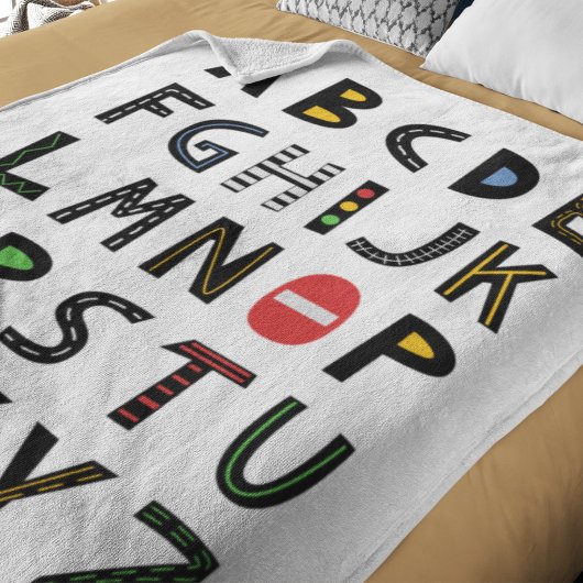 カーアルファベット子供部屋キッズルーム フリースブランケット