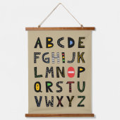 カーアルファベット子供部屋キッズルーム 吊り下げ型タペストリー (正面)