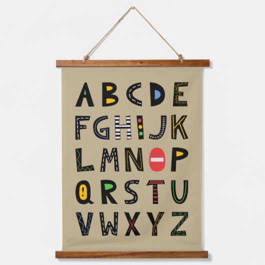 カーアルファベット子供部屋キッズルーム 吊り下げ型タペストリー (正面)