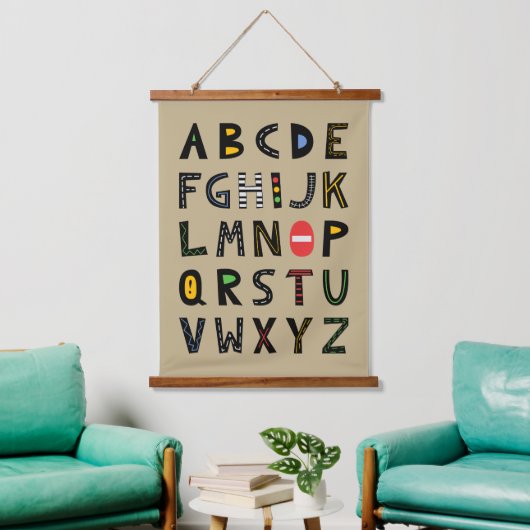 カーアルファベット子供部屋キッズルーム 吊り下げ型タペストリー (リビング)