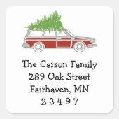 カーアンドツリーホリデイ差出人住所ステッカー スクエアシール (正面)