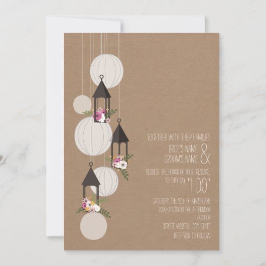 カーインスパイアドストックのフローラ結婚灯 招待状 (正面)