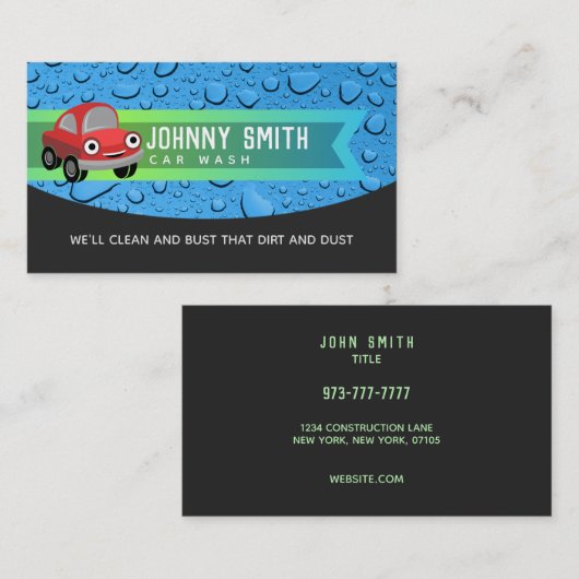 カーウォッシュのスローガン 名刺 (正面/裏面)