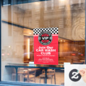 カーウォッシュクラブ – レーシング市松模様にフラグ報酬 ウィンドウサイン (カフェ窓)