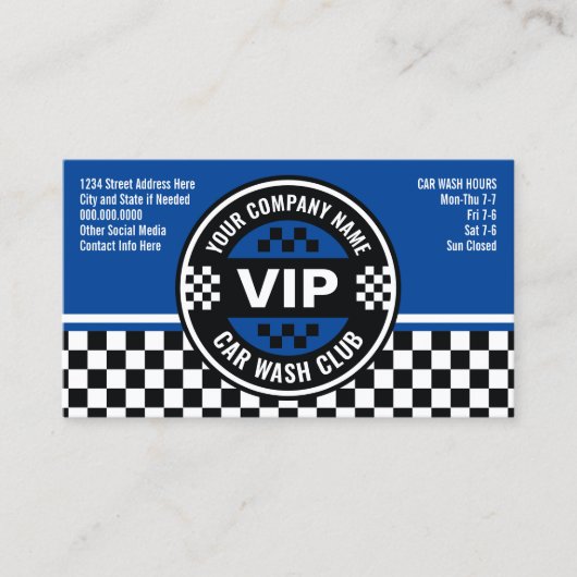 カーウォッシュクラブ – レーシング市松模様にフラグ報酬 割引カード (正面)