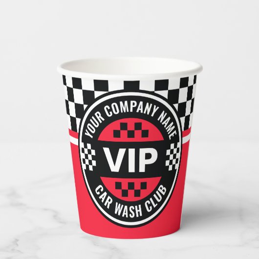 カーウォッシュクラブ – レーシング市松模様にフラグ報酬 紙コップ (裏面)