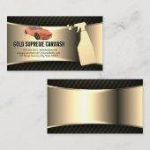 カーウォッシュサービス金ゴールドメタリック |オレンジスポーツカー 名刺 (正面/裏面)