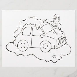 カーウォッシュマンカラーリングブックページ