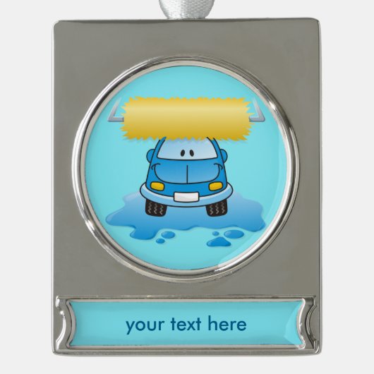 カーウォッシュマンガ銀メッキバナーオーナメント シルバープレートバナーオーナメント (正面)