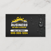 カーウォッシュモバイル詳細ウォータードロップブラックイエロー 名刺 (正面)