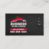 カーウォッシュモバイル詳細ウォータードロップブラックレッド 名刺 (正面)