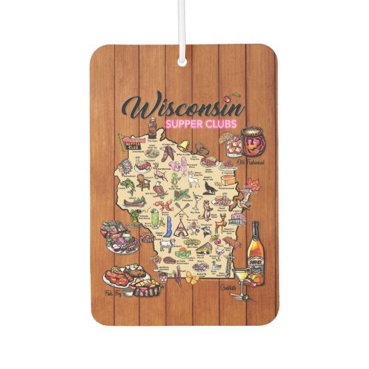 カーエアーフレッシュナー – ウィスコンシン夕食クラブマップ (正面)