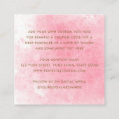 カーエレガントドを挿入する感謝していためのピンクウォーターカラーミニ スクエア名刺 (裏面)