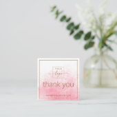 カーエレガントドを挿入する感謝していためのピンクウォーターカラーミニ スクエア名刺 (スタンド正面)