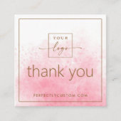 カーエレガントドを挿入する感謝していためのピンクウォーターカラーミニ スクエア名刺 (正面)