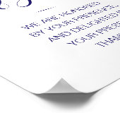 カーエレガントド&ギフトテーブルネイビーブルー結婚のサイン ポスター (角)