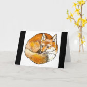 カーエレガントル付き赤キツネグリーティングカード、カスタマイズ可能 カード (黄色い花)