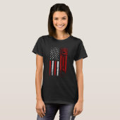 カーエンジンピストンノベルティグラフ付きアメリカ国旗 Tシャツ (正面フル)