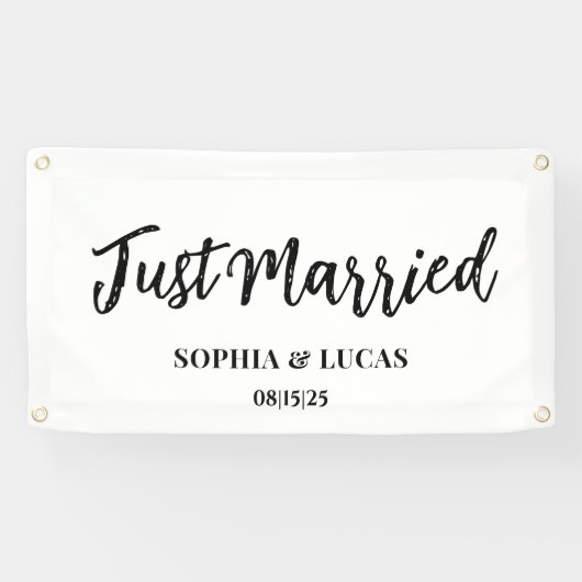 カーカスタムデコレーションたった今結婚しましたバナー 横断幕 (横)