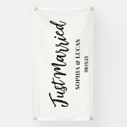 カーカスタムデコレーションたった今結婚しましたバナー 横断幕 (縦)