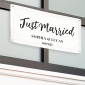 カーカスタムデコレーションたった今結婚しましたバナー 横断幕 (ビルの外側)