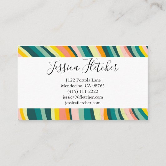 カーカラフルブはっきりしたストライプミニマリストエレガント 名刺 (裏面)