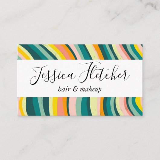 カーカラフルブはっきりしたストライプミニマリストエレガント 名刺 (正面)