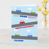 カーカラフル子供の誕生日カード カード (黄色い花)