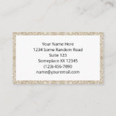 カーキと白の装飾的マンダラパターン 名刺 (裏面)