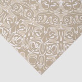 カーキと白の装飾的マンダラパターン 薄葉紙 (詳細)