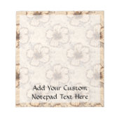 カーキと茶色のハイビスカスフラワー ノートパッド (正面)