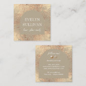 カーキと金ゴールドのテクスチャ名刺 スクエア名刺 (正面/裏面)