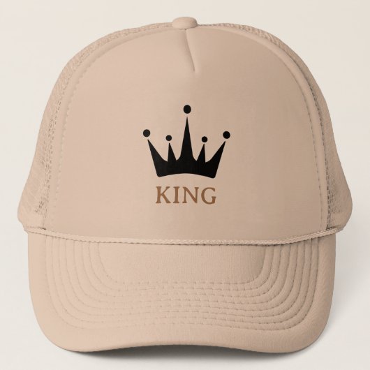 カーキとKINGテキストの王冠イメージ キャップ (正面)