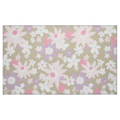 カーキの60年代ヴィンテージの花柄 ファブリック (ファットクウォーター)